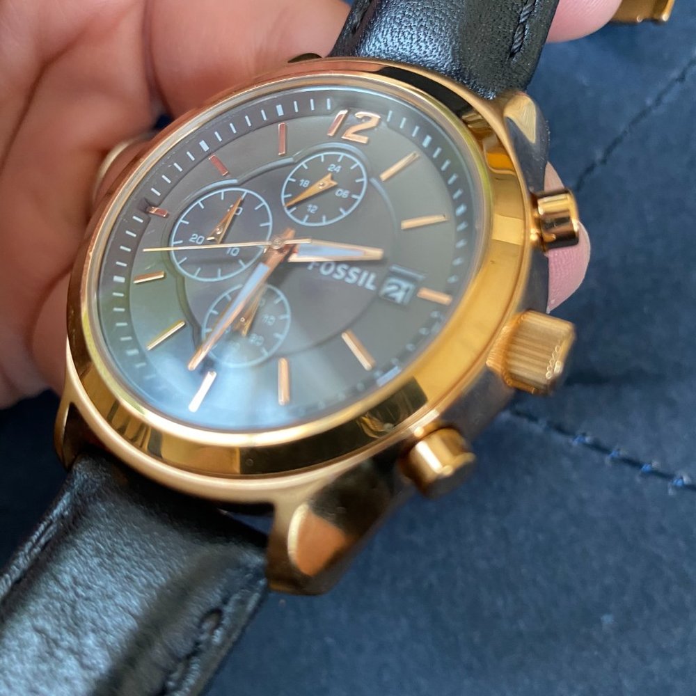 Men'sFossil Rose Gold Black Watch BQ2050 Like NEW - Picture 13 of 13